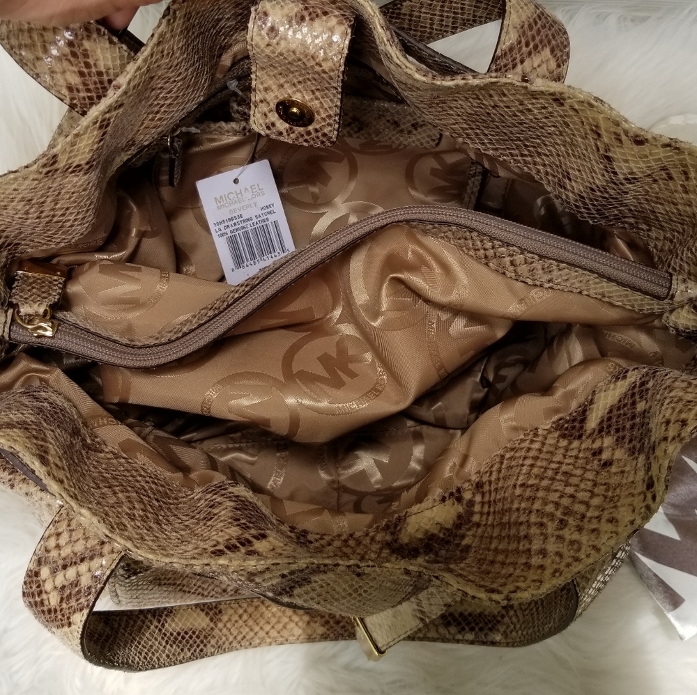 NWT Michael Kors Beverly Large Python Satchel - Picture 6 of 15